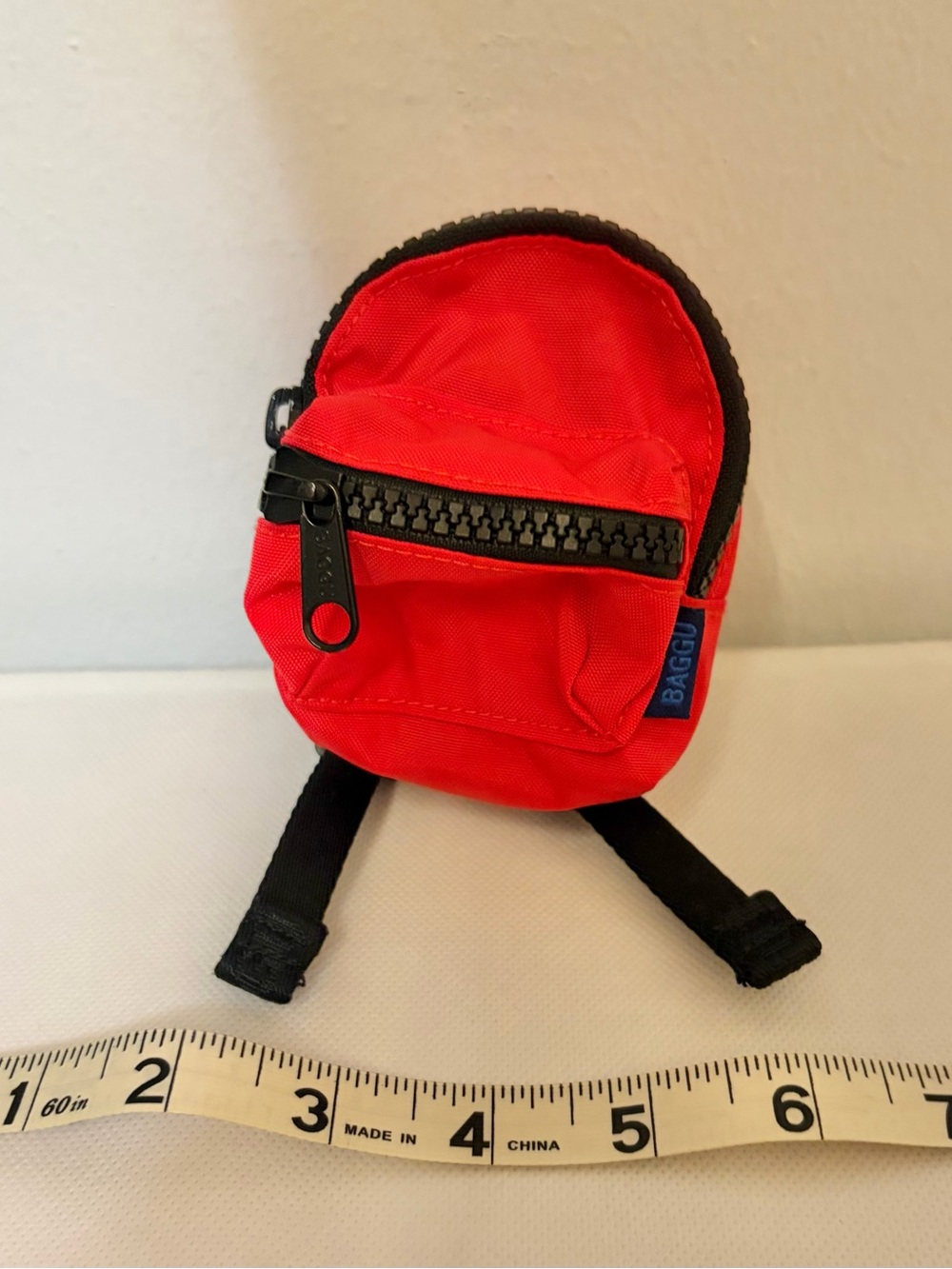 NWOT BAGGU Red Nylon Zippered Mini Backpack Keychain Bag Charm